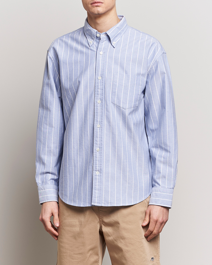 Herre | Klær | GANT | Relaxed Fit Heritage Striped Oxford Shirt Blue/White