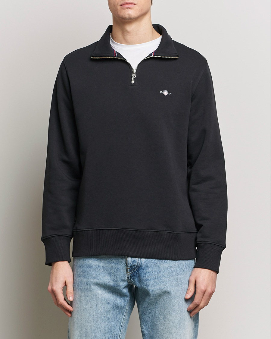 Herre |  | GANT | Original Shield Half Zip Sweater Black