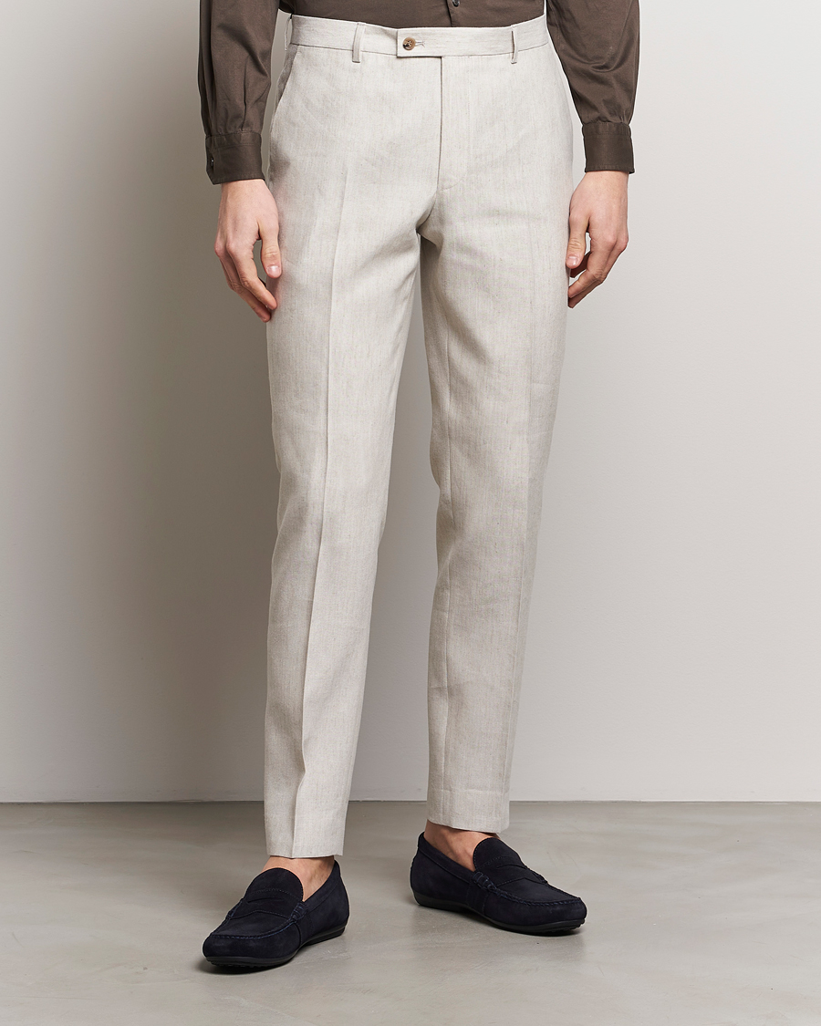 Herre | Bukser | Morris | Bobby Linen Suit Trousers Khaki