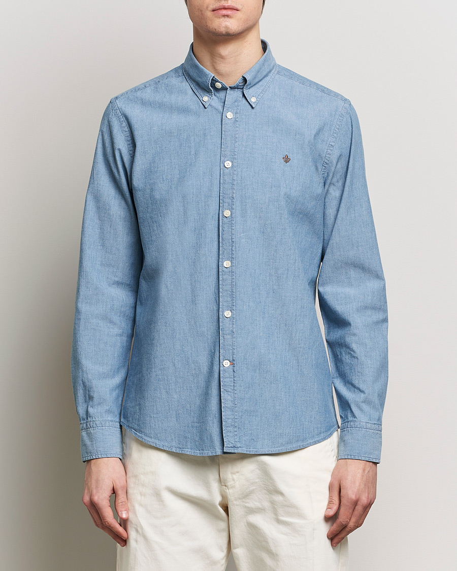 Herre |  | Morris | Slim Fit Chambray Shirt Blue