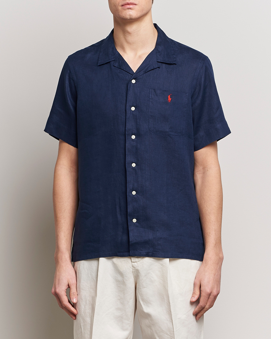 Herre | Polo Ralph Lauren | Polo Ralph Lauren | Linen Pocket Short Sleeve Shirt Newport Navy
