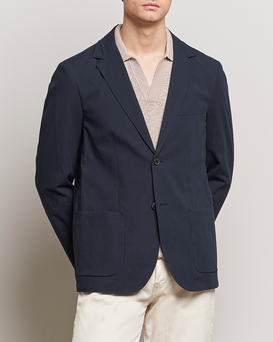 Herre | Sunspel | Sunspel | Unconstructed Seersucker Blazer Navy