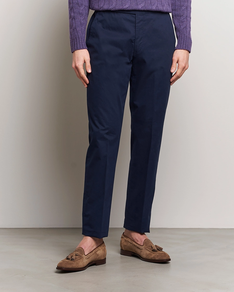 Herre | Klær | Ralph Lauren Purple Label | Cotton Poplin Trousers Spring Navy