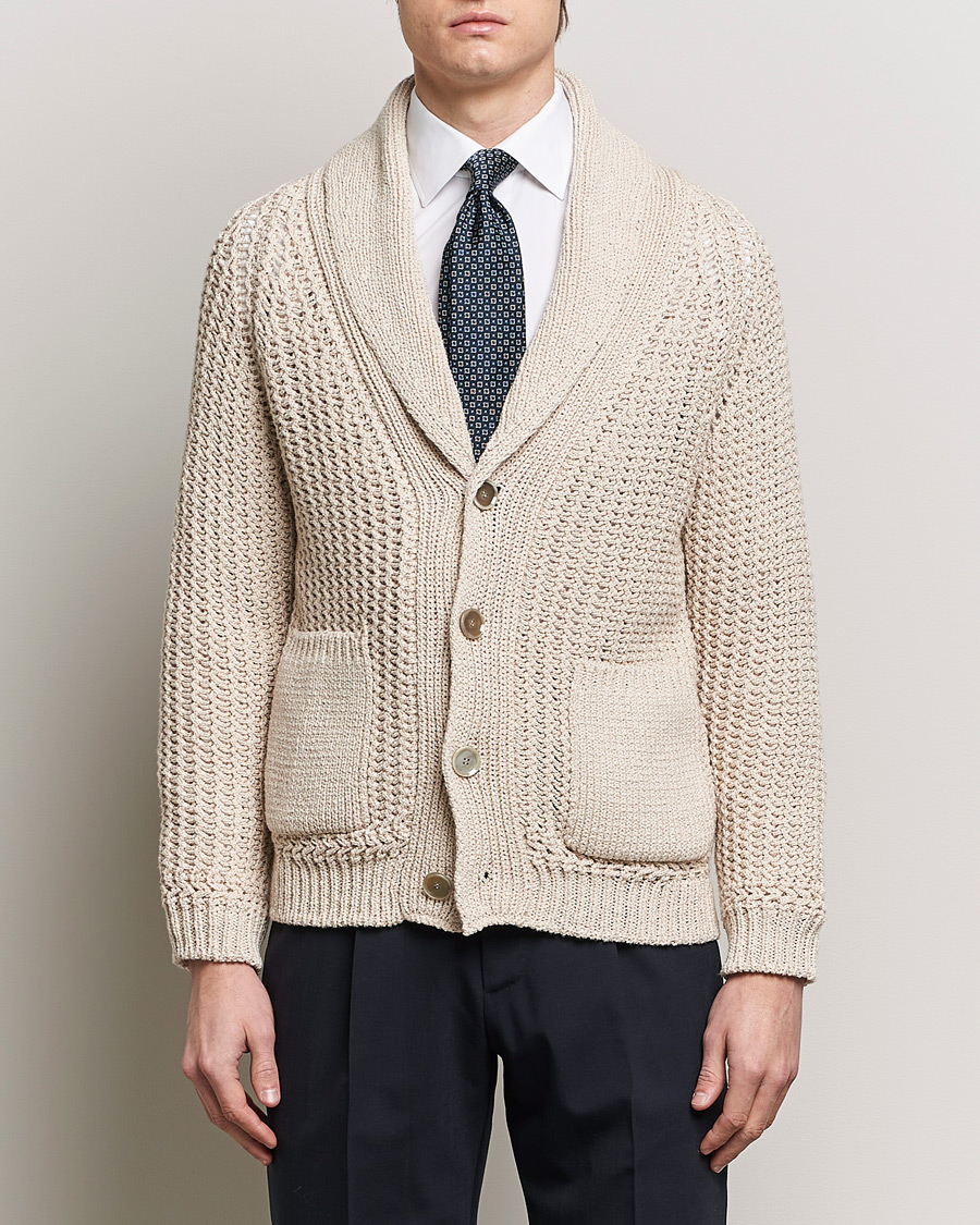 Herre | Salg klær | Brioni | Cotton/Wool Shawl Cardigan Light Beige