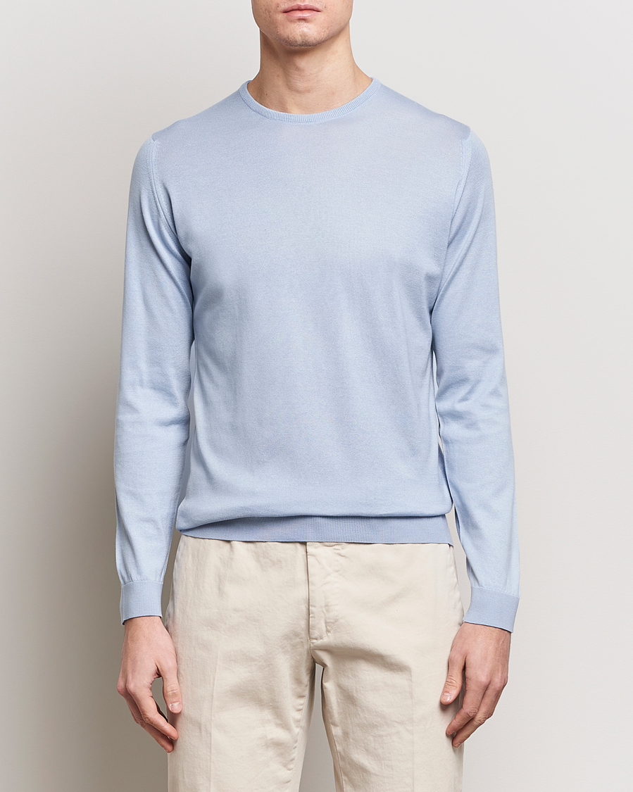 Herre |  | John Smedley | Hatfield Sea Island Crew Neck Mirage Blue