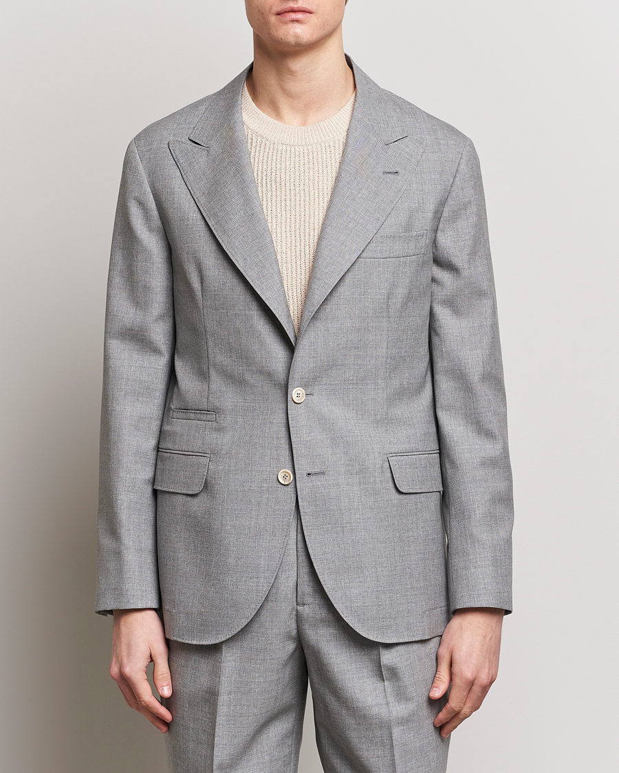 Herre | Brunello Cucinelli | Brunello Cucinelli | Peak Lapel Wool Blazer Light Grey