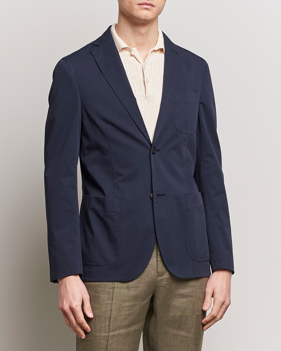 Herre | Bomullsblazer | Incotex | Unconstructed Comfort Cotton Blazer Navy