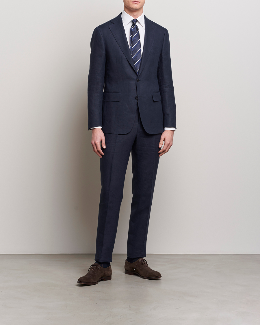 Herre |  | Canali | Capri Linen Suit Navy