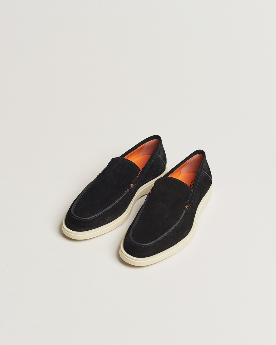 Herre | Loafers | Santoni | Summer Loafers Black Suede