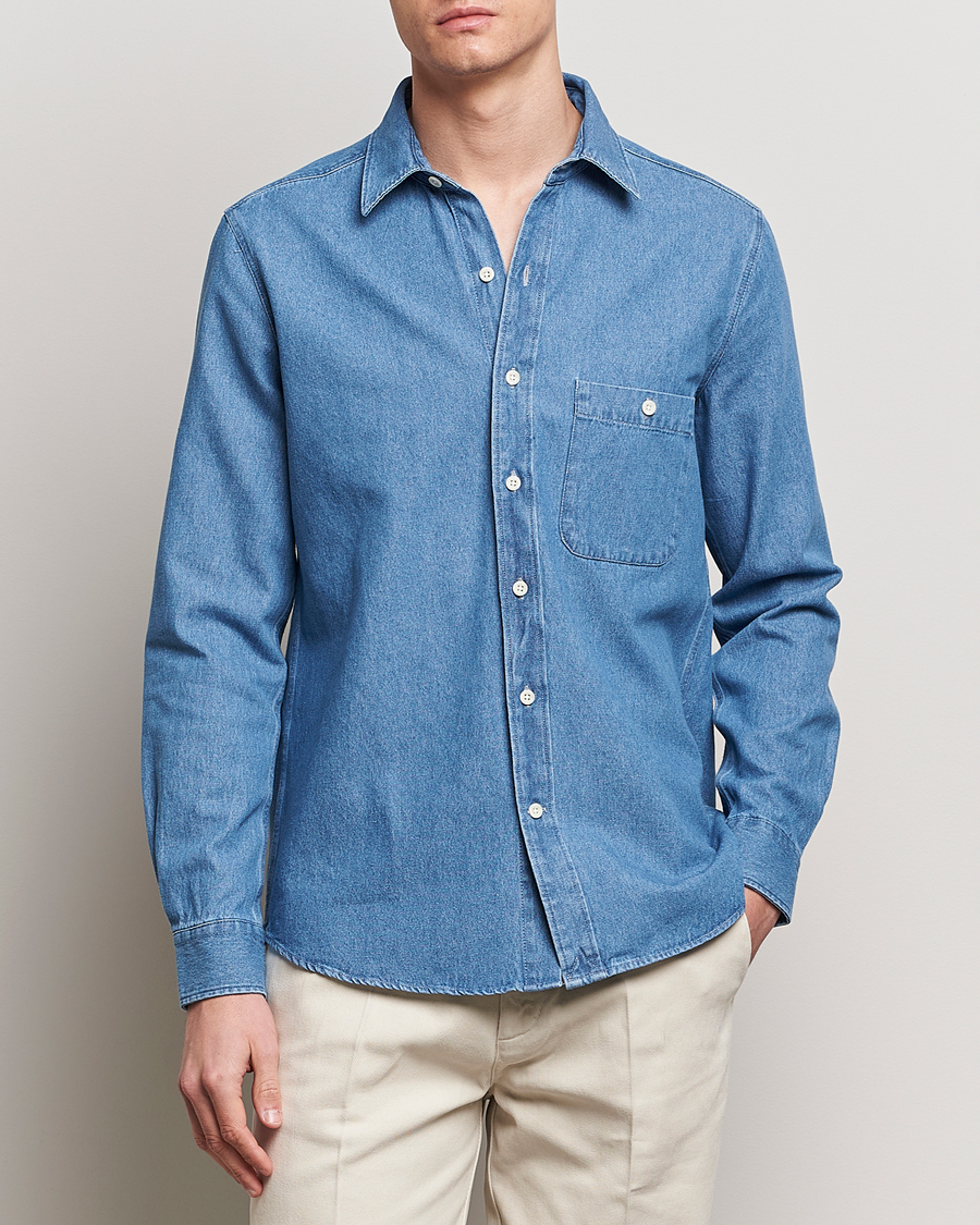 Herre | Klær | A Day\'s March | Mason Sturdy Denim Shirt Light Blue