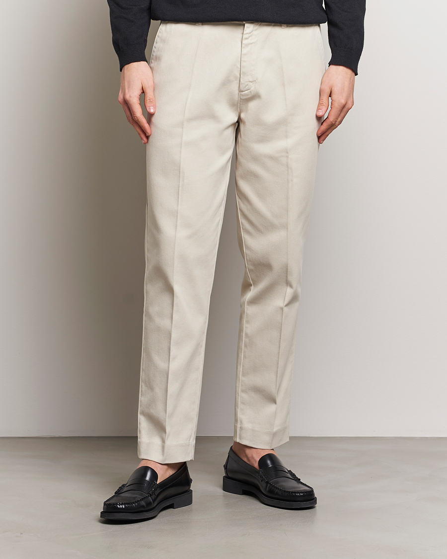 Herre | Penbukser | A Day\'s March | Miller Cotton/Lyocell Trousers Oyster