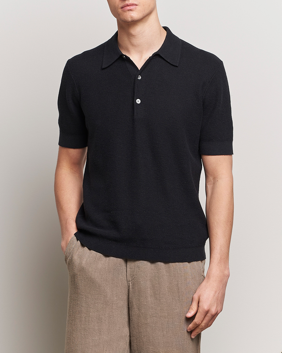 Herre |  | A Day's March | Rosehall Popcorn Stitch Polo Black