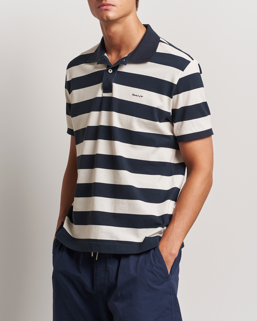 Herre |  | GANT | Heavy Washed Striped Polo Evening Blue