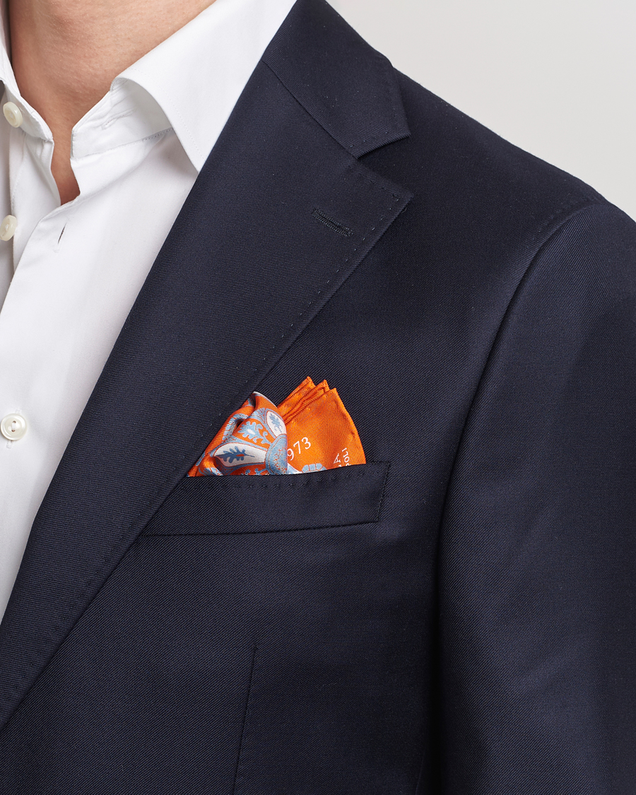 Herre | Assesoarer | E. Marinella | Archive Printed Silk Pocket Square Orange