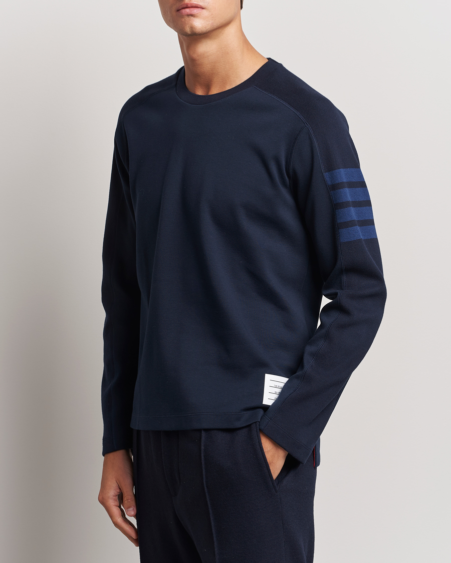 Herre |  | Thom Browne | Long Sleeve 4-Bar T-Shirt Navy
