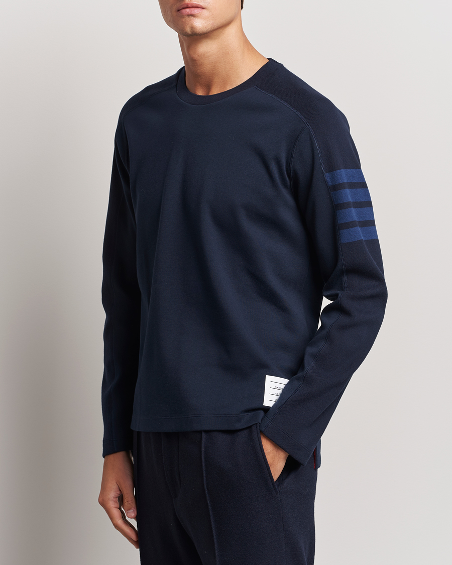 Herre | T-Shirts | Thom Browne | Long Sleeve 4-Bar T-Shirt Navy