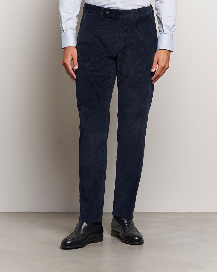 Herre |  | Canali | Slim Fit Corduroy Trousers Navy