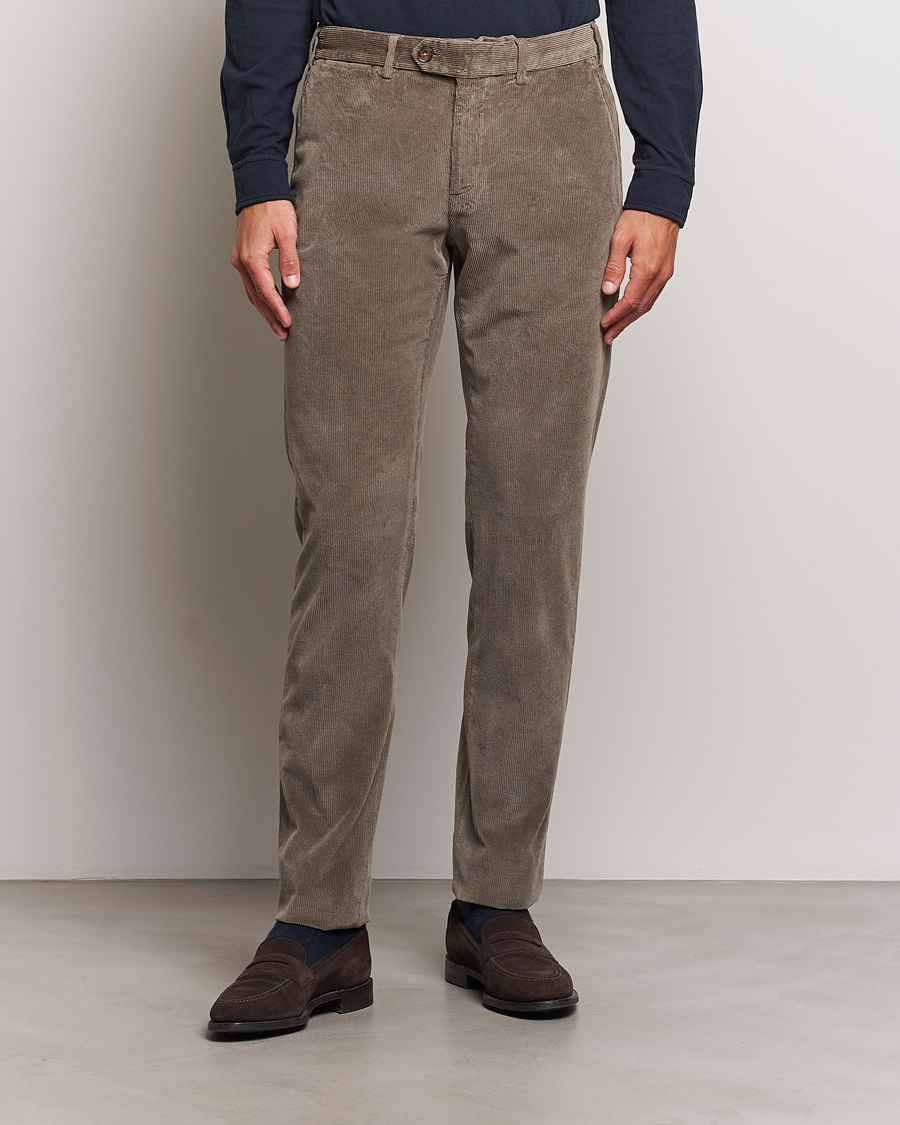 Herre |  | Canali | Slim Fit Corduroy Trousers Taupe