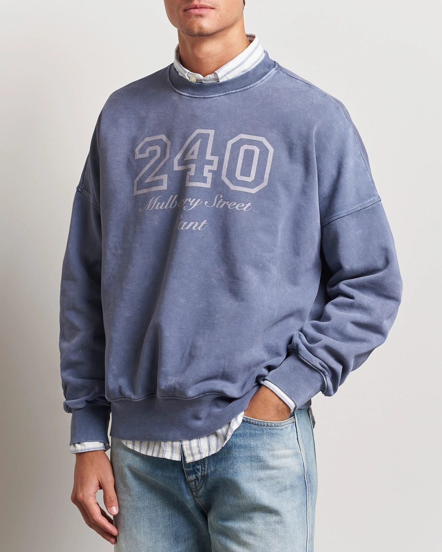 Herre | GANT 240 Mulberry Street | GANT 240 Mulberry Street | Vintage Washed Crew Neck Sweatshirt Dusty Blue Sea