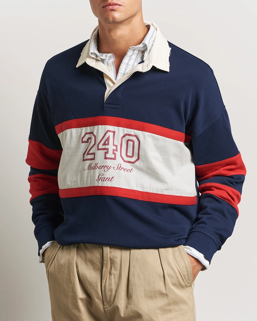 Herre | Rugbygensere | GANT 240 Mulberry Street | Vintage Washed Heavy Rugger Classic Blue