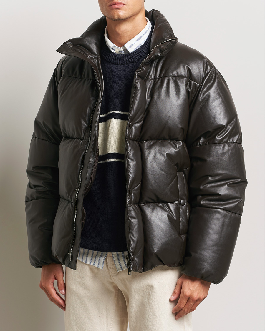 Herre | GANT 240 Mulberry Street | GANT 240 Mulberry Street | Leather Down Puffer Jacket Deep Brown