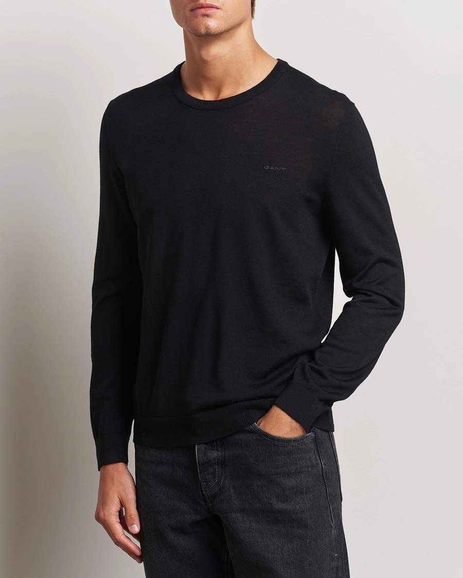 Herre |  | GANT | Extrafine Merino Wool C-Neck Black