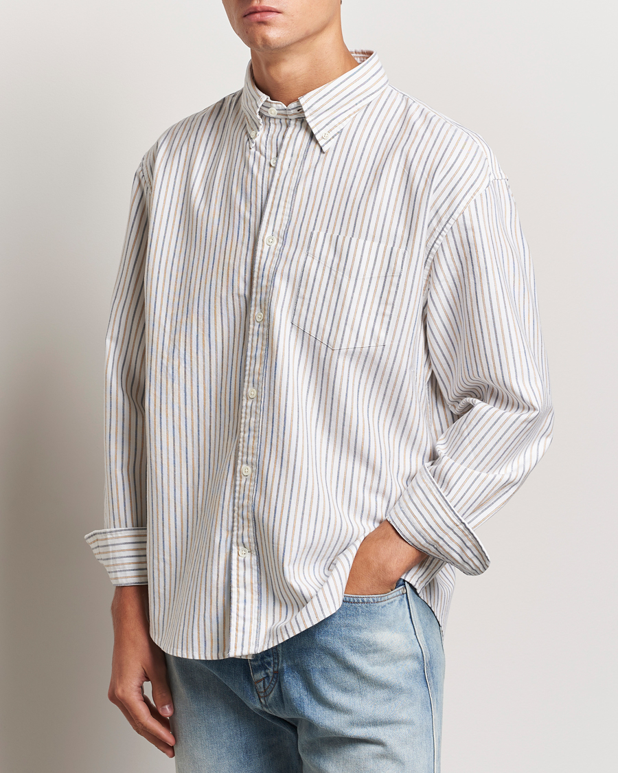 Herre | Business & Beyond - Casual | GANT | Rel Herigate Oxford Stripe Shirt Eggshell