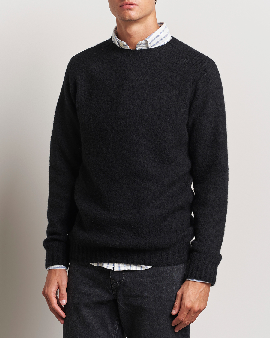 Herre | Klær | Harley Of Scotland | Brushed Supersoft Lambswool Crewneck Black