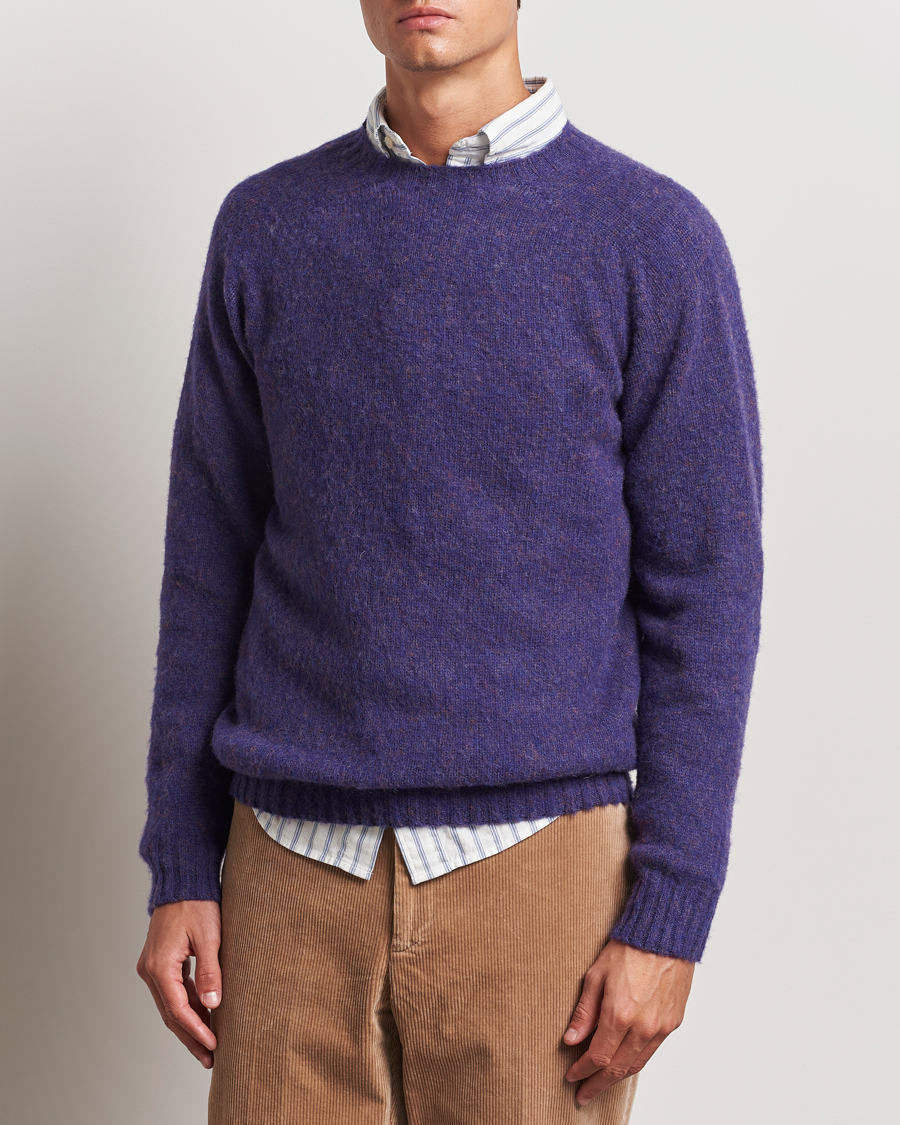 Herre | Klær | Harley Of Scotland | Brushed Supersoft Lambswool Crewneck Royal Violet