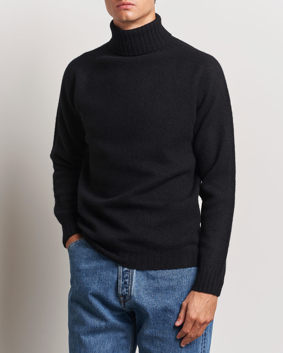 Herre | Klær | Harley Of Scotland | Supersoft Lambswool Rollneck Black