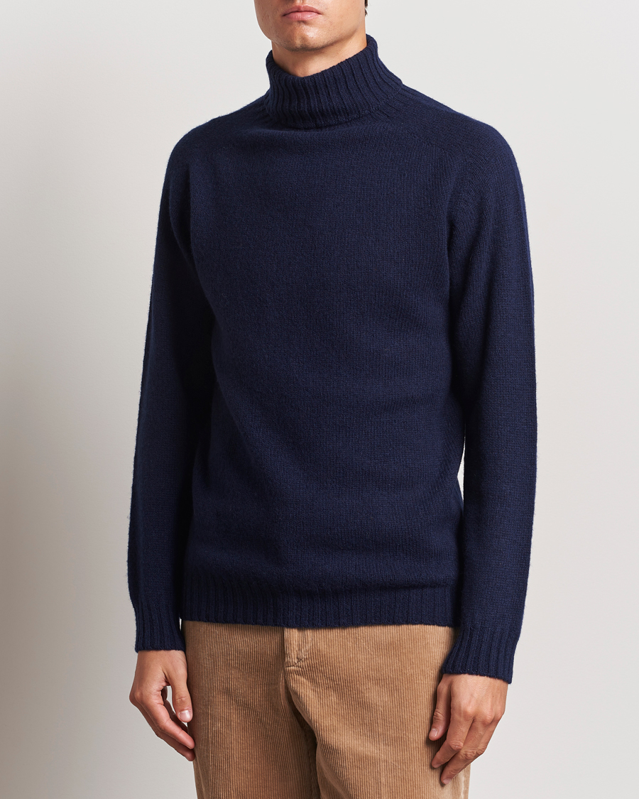 Herre | Pologensere | Harley Of Scotland | Supersoft Lambswool Rollneck Navy