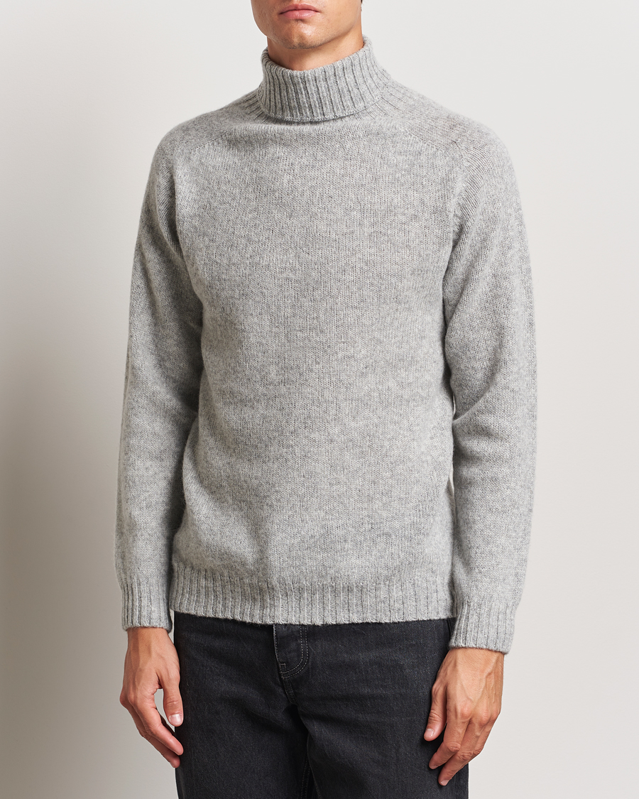 Herre | Pologensere | Harley Of Scotland | Supersoft Lambswool Rollneck Silver Grey