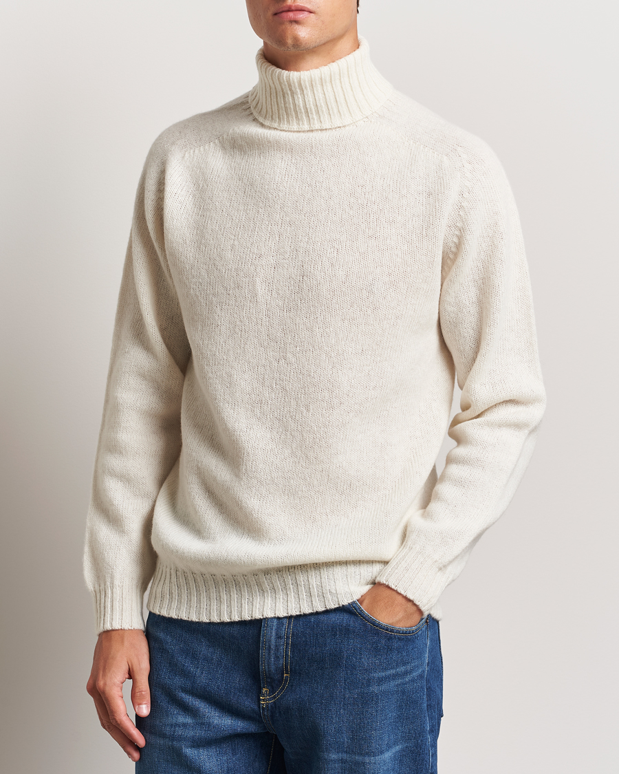 Herre | Pologensere | Harley Of Scotland | Supersoft Lambswool Rollneck Winter White