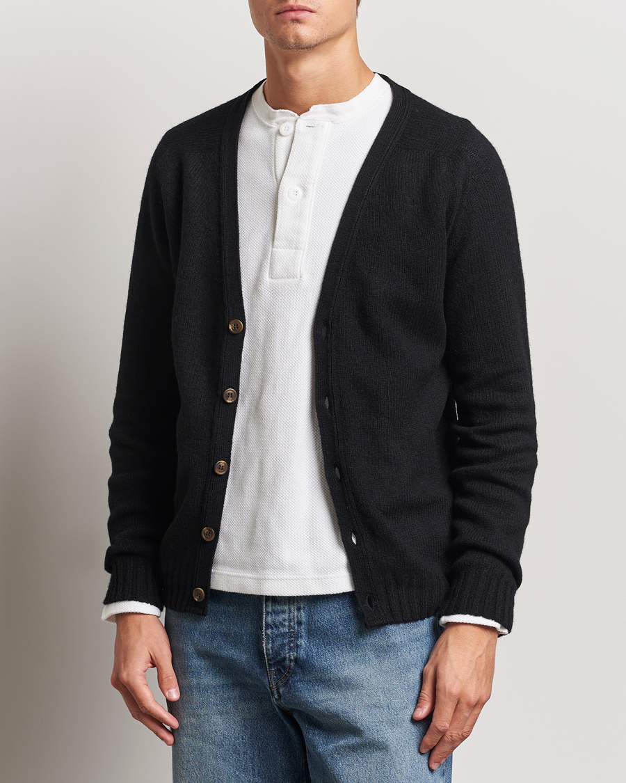 Herre |  | Harley Of Scotland | Supersoft Lambswool Cardigan Black