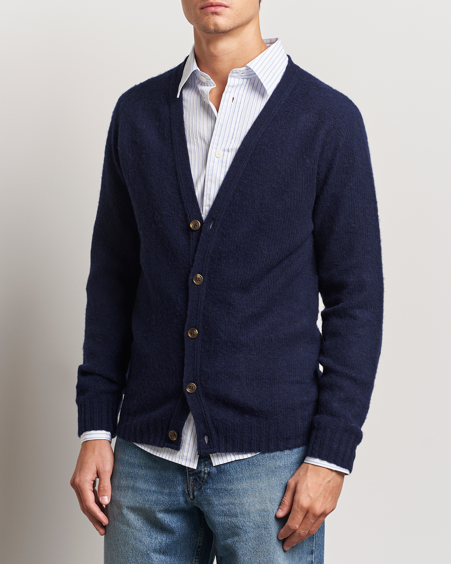 Herre |  | Harley Of Scotland | Supersoft Lambswool Cardigan Navy