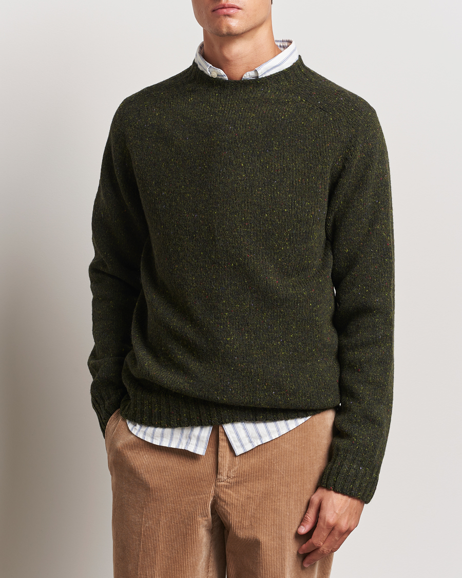 Herre | Klær | Harley Of Scotland | Donegal Wool Crewneck Harris Green