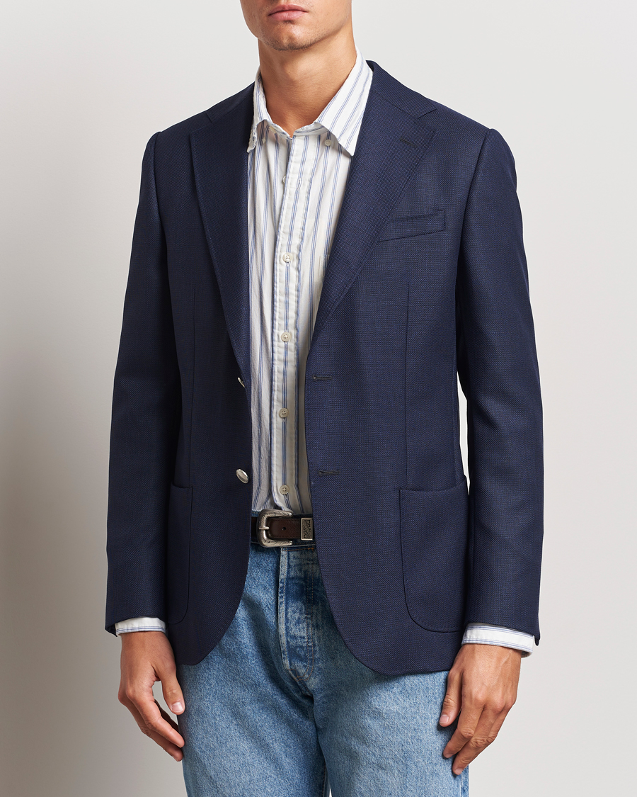 Herre | Jakke og bukse | Morris Heritage | Wool Hopsack Club Blazer Navy