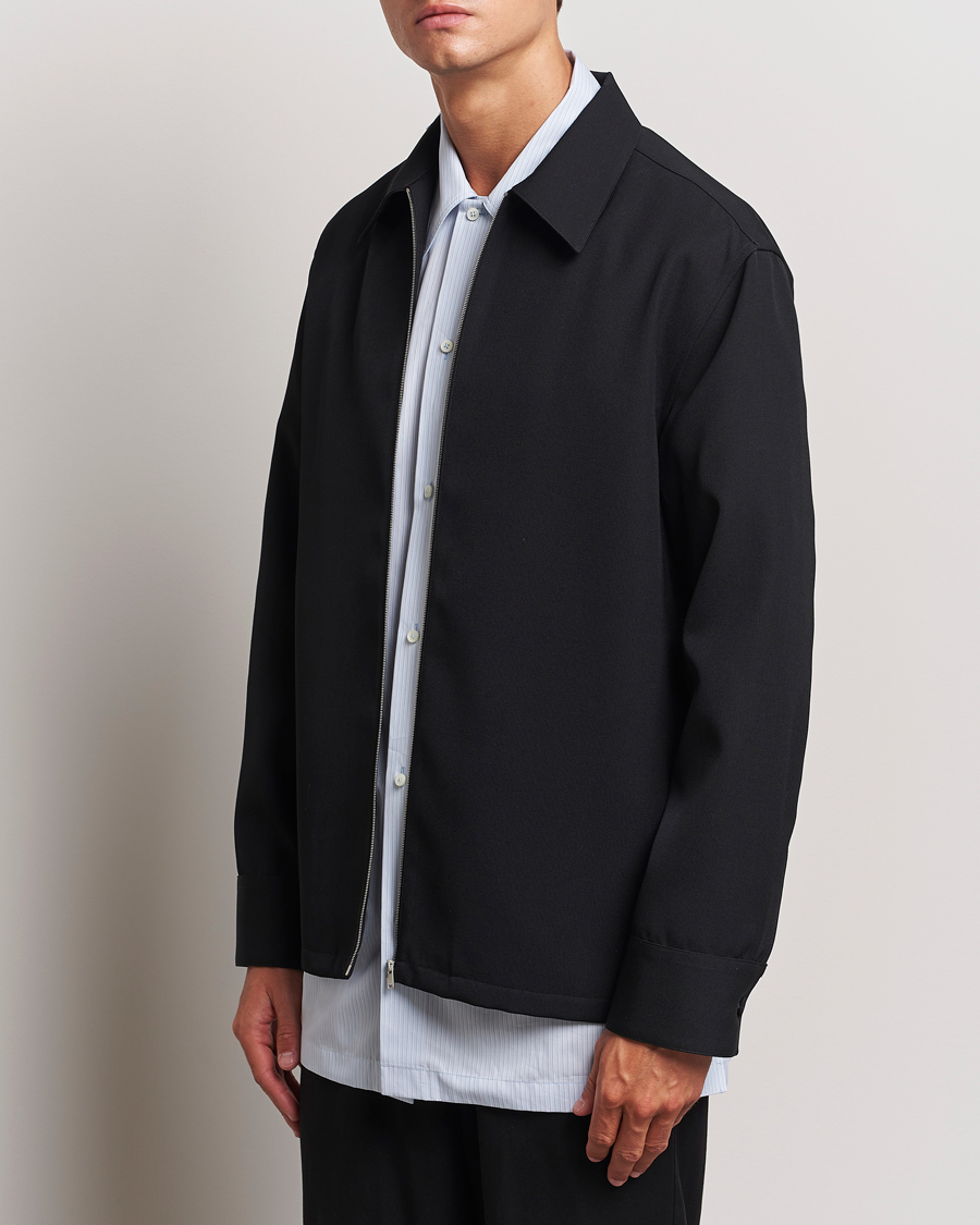 Herre | Skjortejakke | Jil Sander | Wool Gabardine Zip Shirt Black