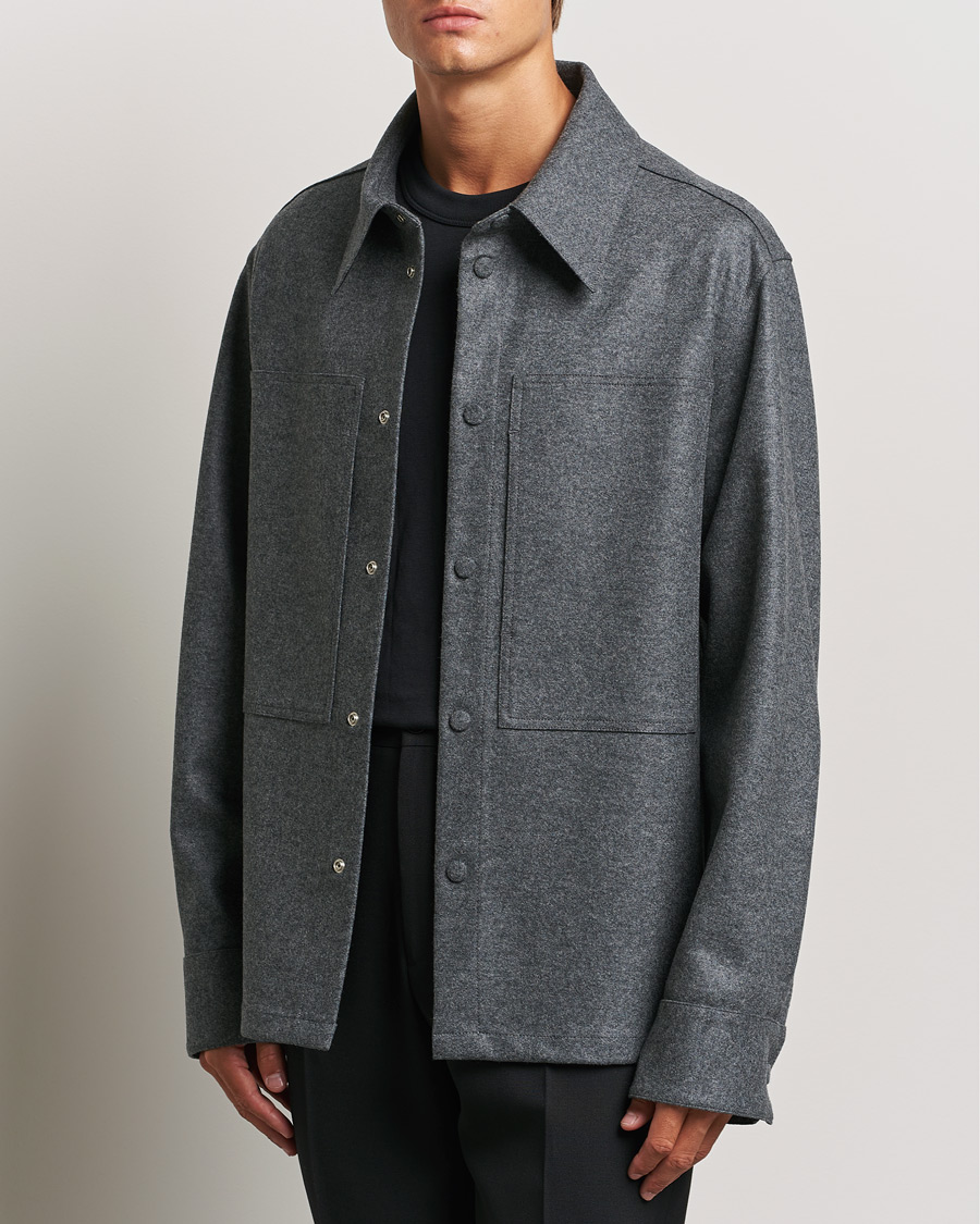 Herre |  | Jil Sander | Wool Flannel Overshirt Grey Melange