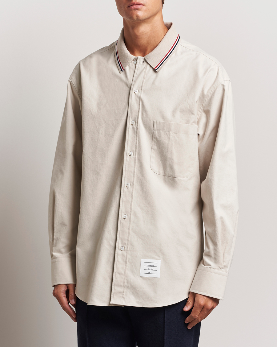 Herre |  | Thom Browne | Knit Collar Flannel Overshirt Off White