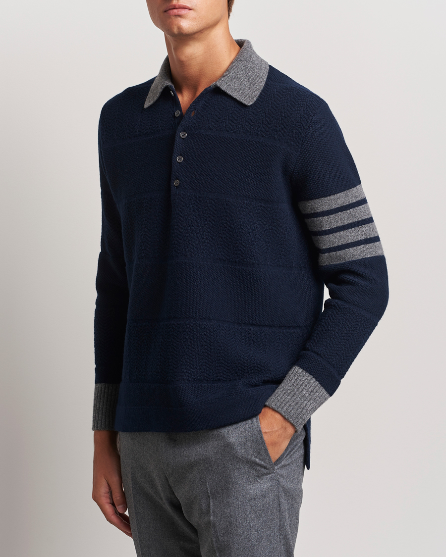 Herre |  | Thom Browne | Textured Wool Rugby Navy