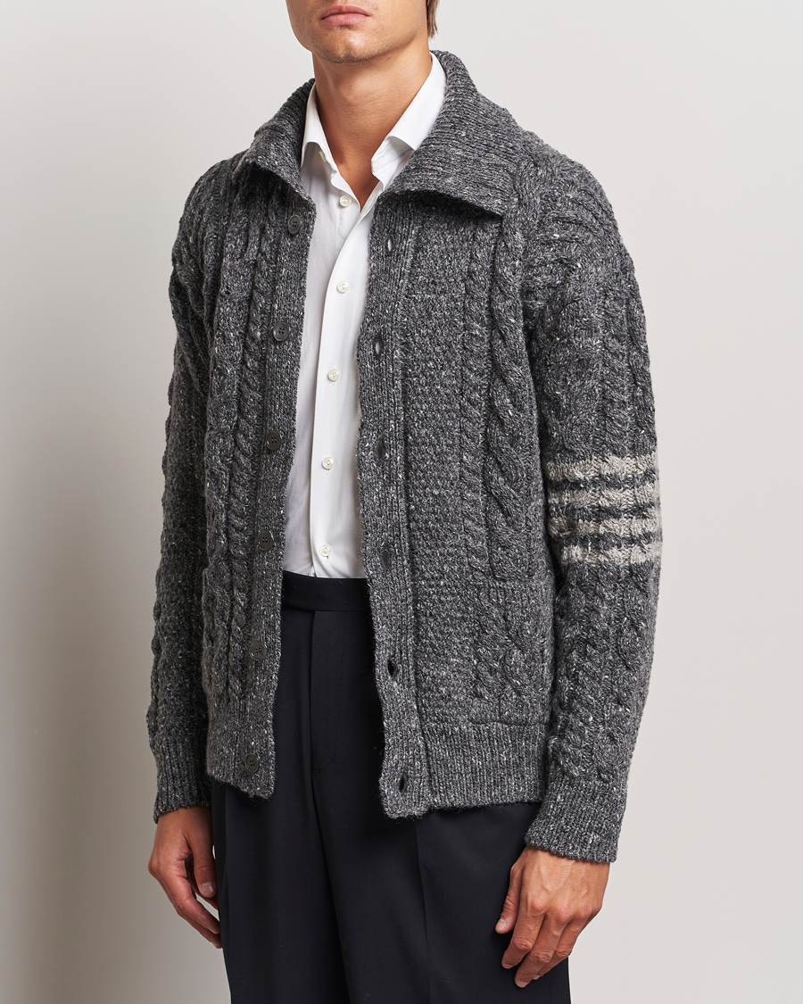 Herre |  | Thom Browne | Donegal Cable Cardigan Medium Grey