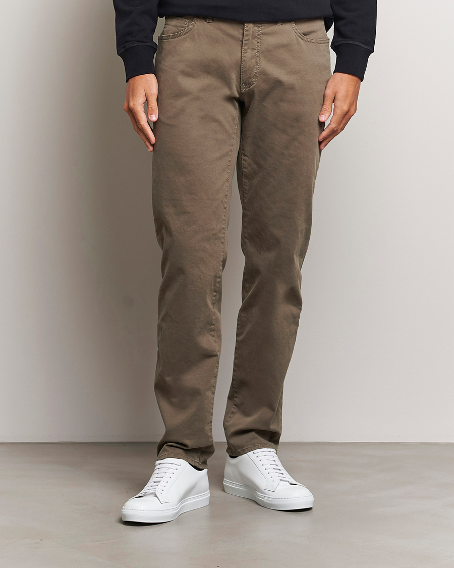 Herre |  | Brax | Cadiz Cotton Satin 5-Pocket Pants Khaki