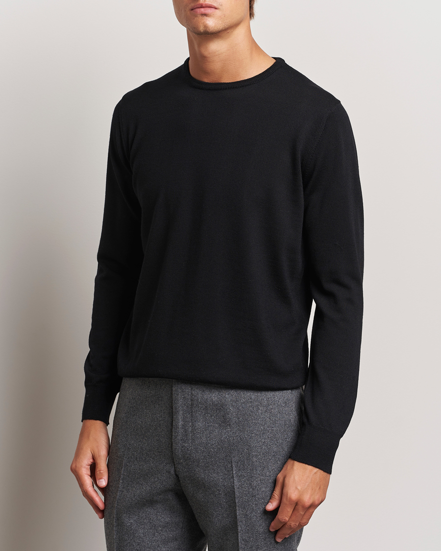 Herre | Gensere | Morgano | Extra Fine Merino Wool Crewneck Black