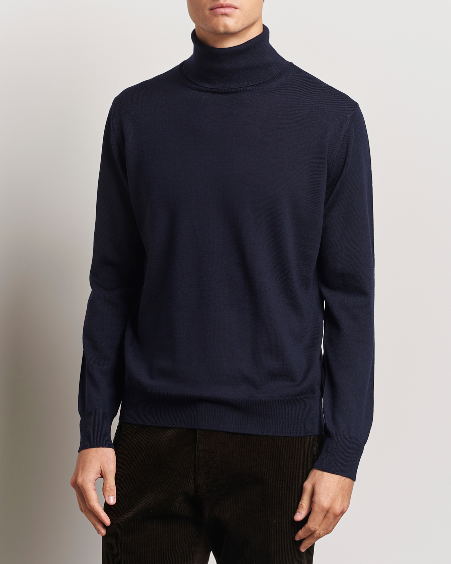 Herre |  | Morgano | Extra Fine Merino Wool Rollneck Navy