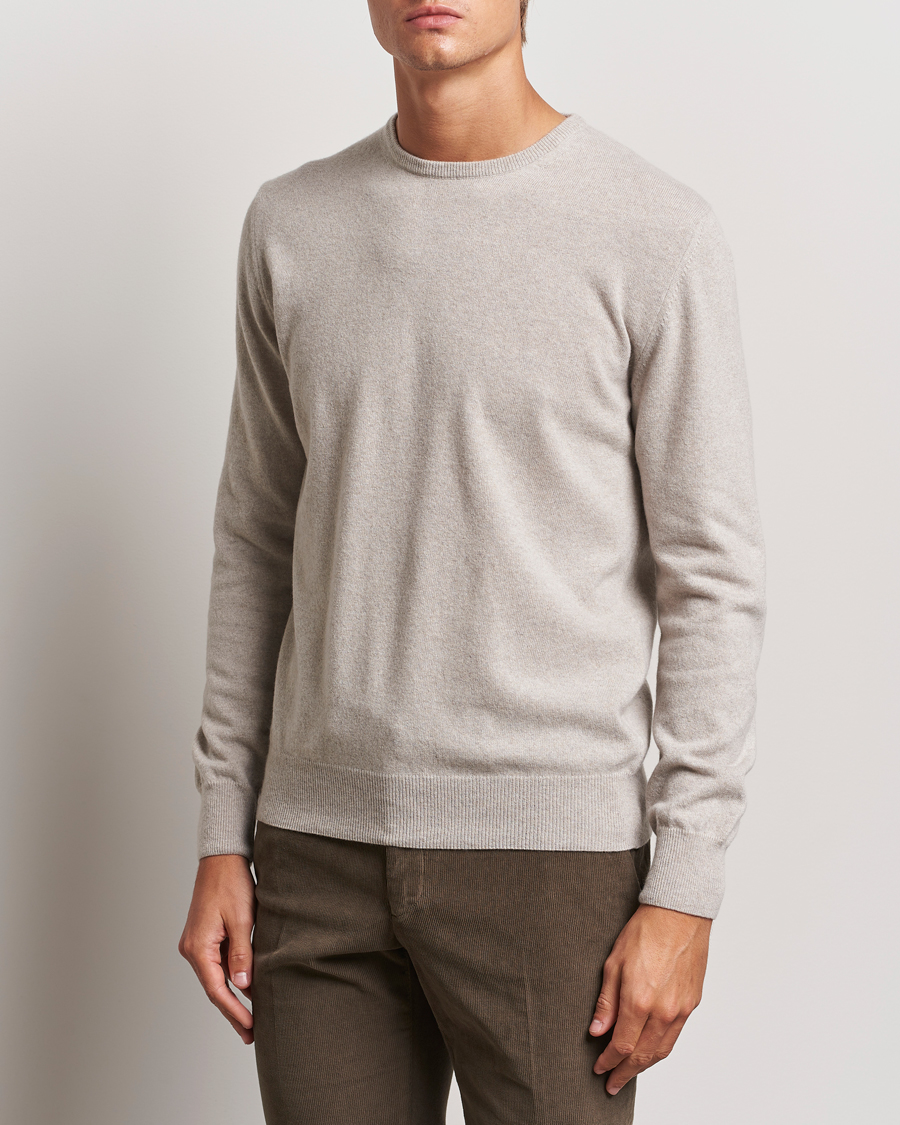 Herre | Pullovers rund hals | Morgano | Wool/Cashmere Crewneck Beige