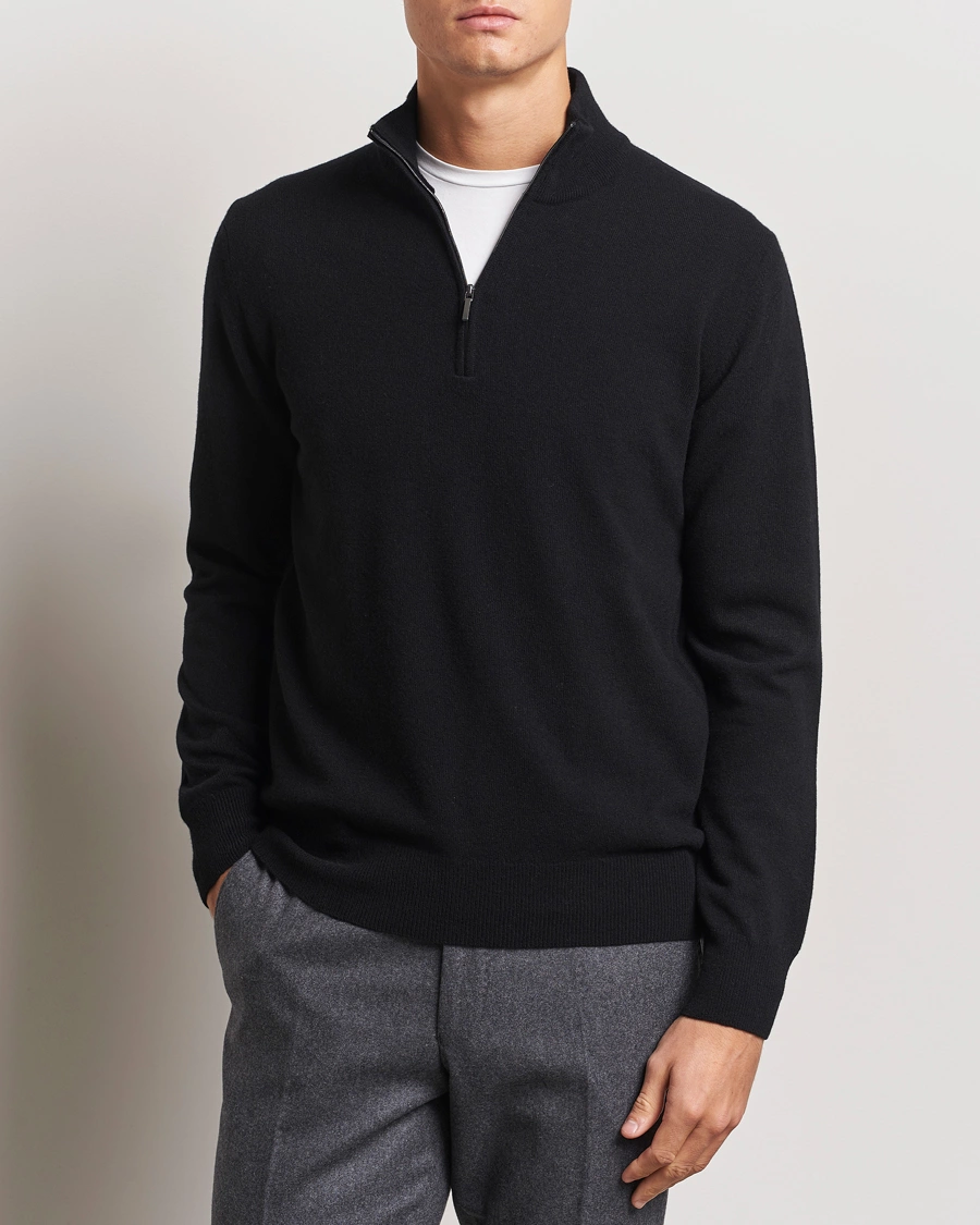 Herre |  | Morgano | Wool/Cashmere Half-Zip Black