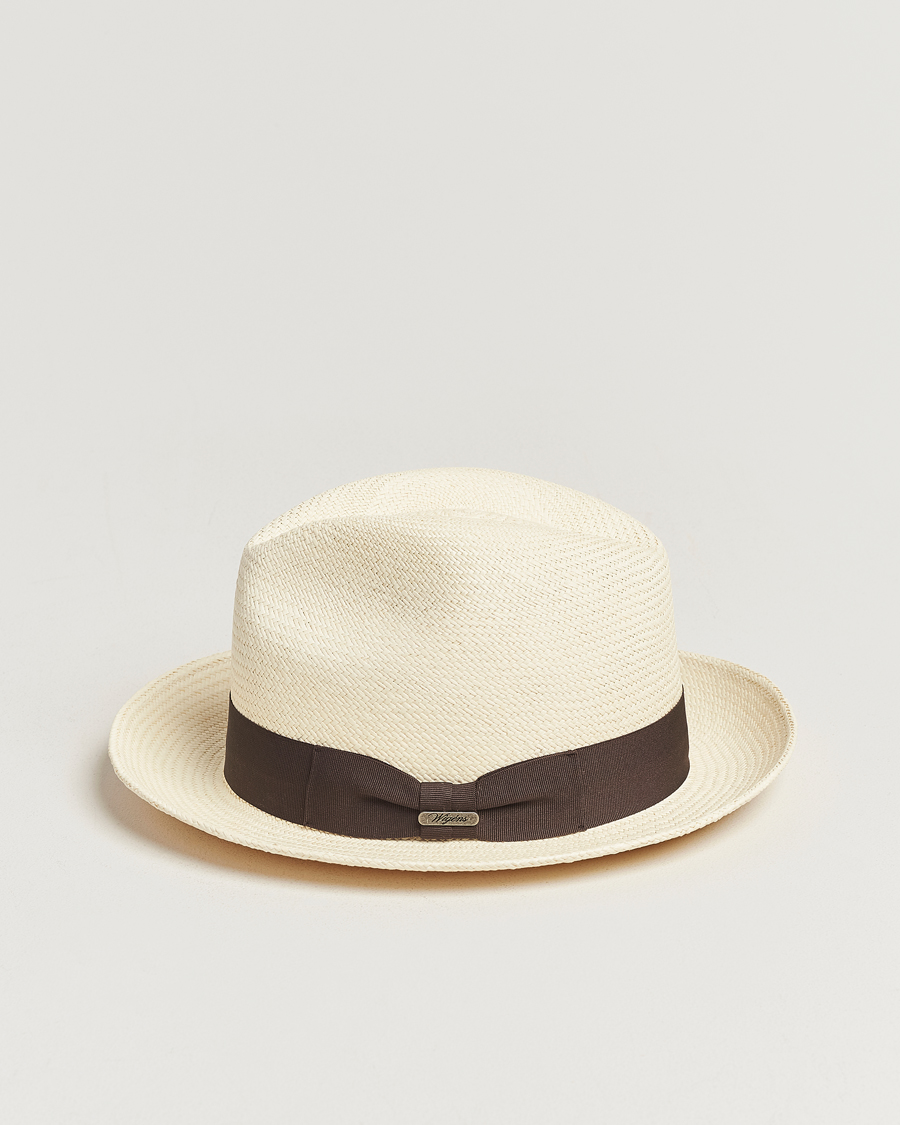 Herre | Hatter og capser | Wigéns | Trilby Panama Hat White/Dark Brown