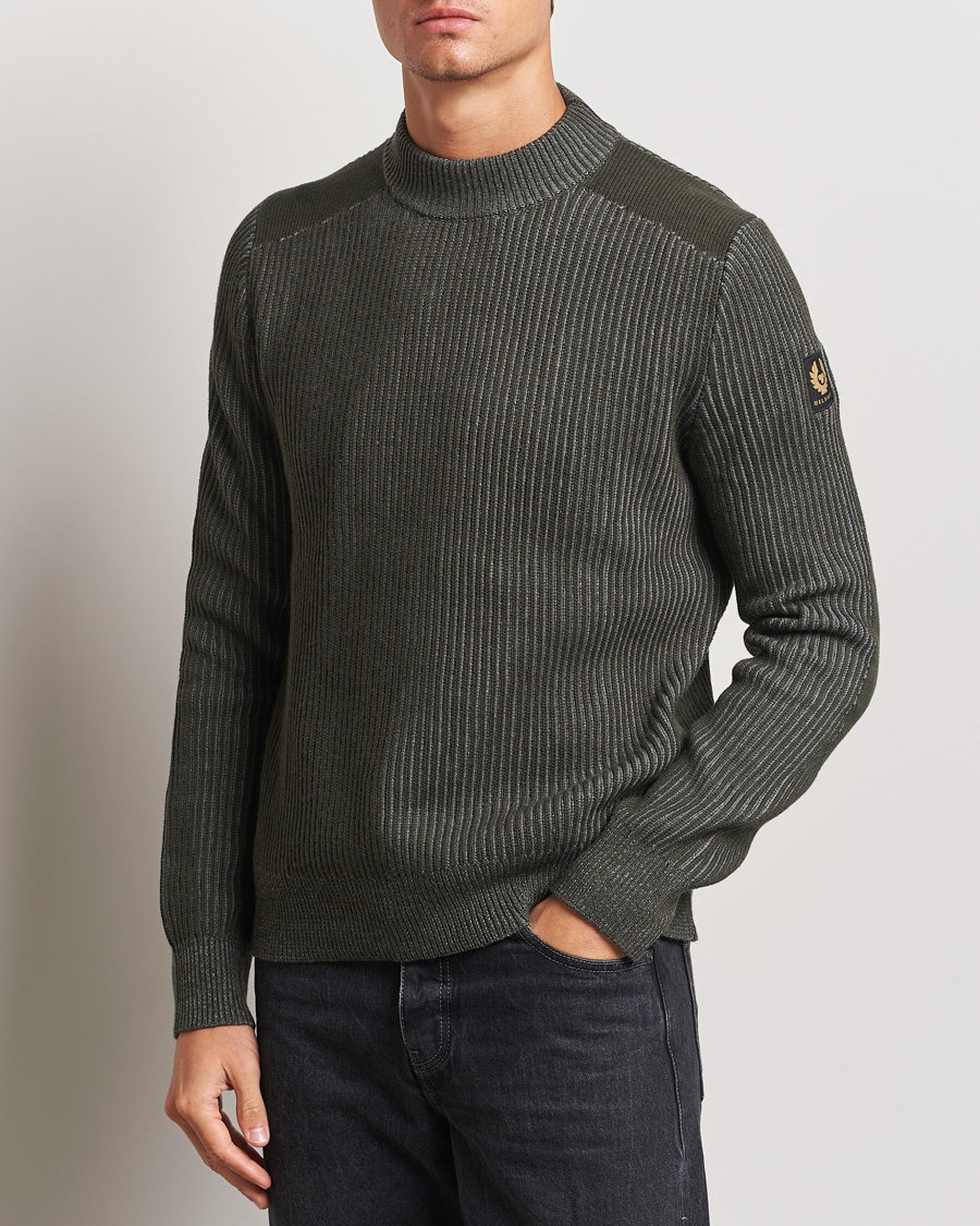 Herre |  | Belstaff | Stanley Cotton/Wool Mock Neck Tile Green