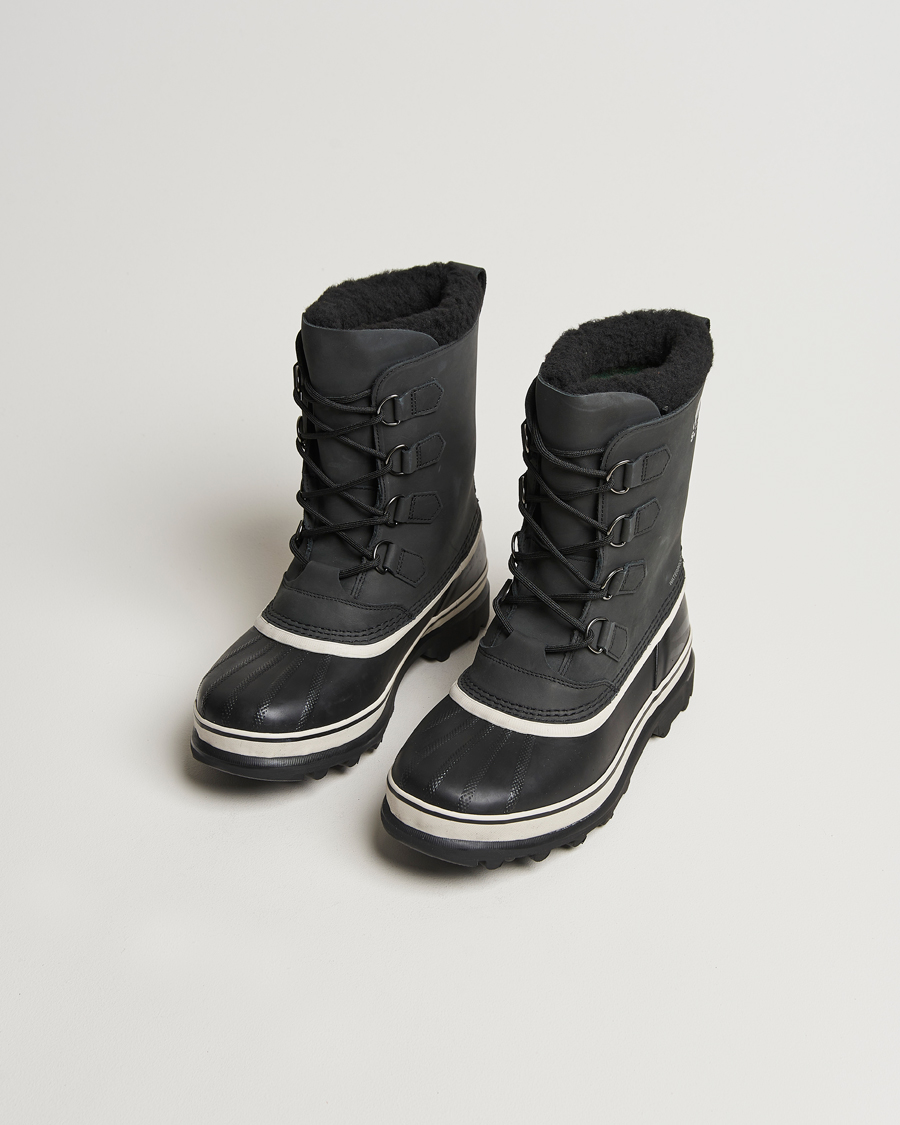 Herre | Svarte støvler | Sorel | Caribou WP Felt Lined Leather Boots Black